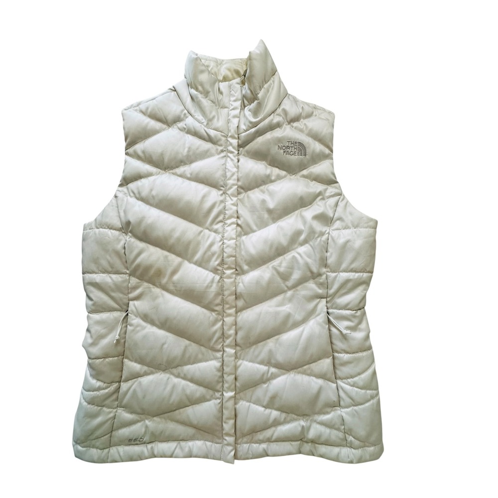 The North Face 550 Goose Down Fill Puffer Vest White Quilted Womens Medium